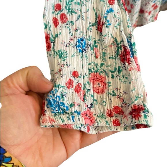 The Vermont Country Store Gauze Floral Print Long Sleeve Popover Shirt White L - Picture 3 of 10